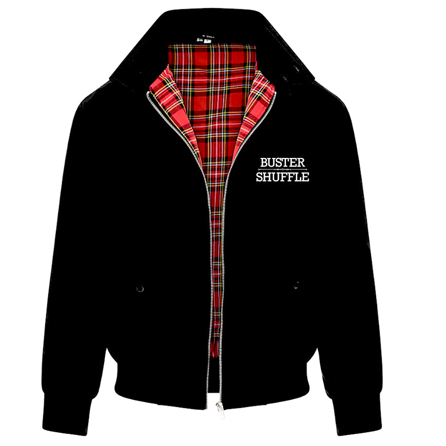 Black Harrington Jacket with Buster Shuffle Classic Logo Embroidery