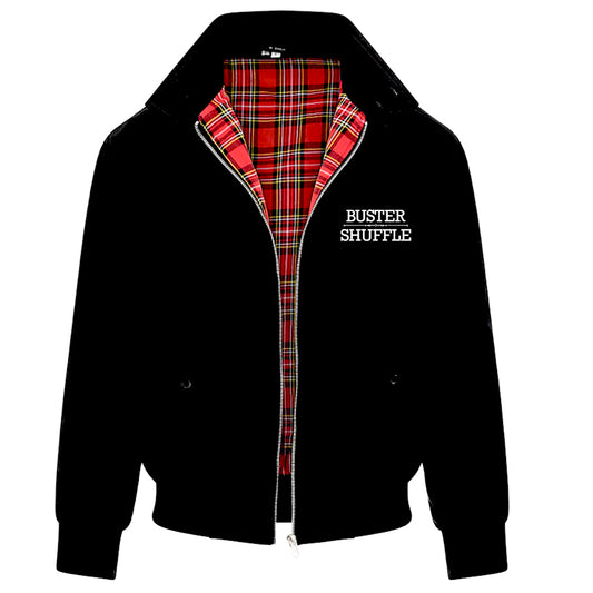 Black Harrington Jacket with Buster Shuffle Classic Logo Embroidery